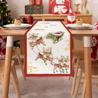 Corredor De Mesa De Navidad Con Reindeer 13x72 Pulgadas Santa Claus En Barco Rojo Y Oro Decoración De Invierno Para Comedor Y Cocina - details 4
