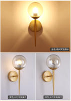 Lámpara De Pared Sférica De Vidrio Para Dormitorio Y Estudio Luz De Noche Simple En Oro Y Negro Estilo Nórdico Moderno - details 9