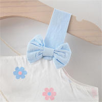 Vestido De Verano Para Niñas 2 Piezas Conjunto Nuevo Con Bolso Floral Decorativo Cuello Redondo Algodón Cómodo Largo Rodilla Casual - details 4