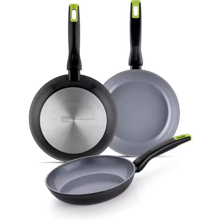 Monix Eco Nature - Set 3 Sartenes, Lote 18, 22 y 26 cm, Aluminio Forjado, Antiadherente Cerámico, Durabilidad, Mango Ergonómico - 1