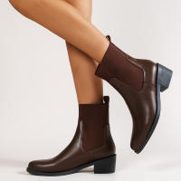 Botas De Tobillo Occidentales Para Mujer 2024 Cuero PU Estilo Retro Bajo Tacón Punta Puntiaguda Moda Botas Cortas D210 - details 5