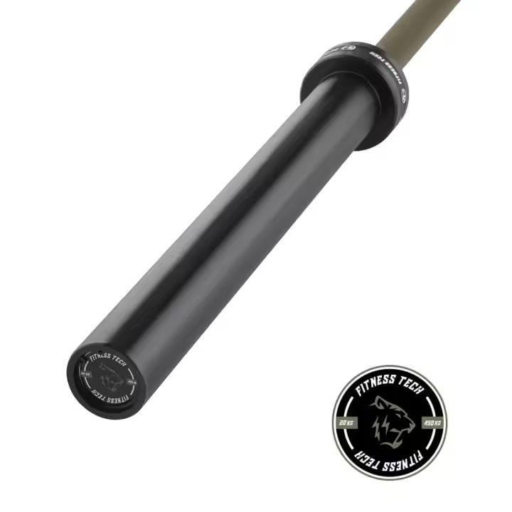 Fitness Tech Barra Olímpica Verde 2.2m x 50 mm - 8 Rodamientos (454 kg) - 1