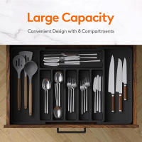 Organizador De Cajón De Cuchillería Ajustable Divisor De Alimentos Para Cocina Set De Bandejas De Almacenamiento De Utensilios Planos - details 0