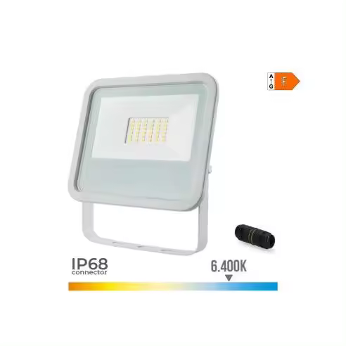EDM Foco Proyector LED 30W 2100lm Luz Fría 6400K Aluminio Blanco - 70374  Iluminación Exterior Proyectores Led - 1