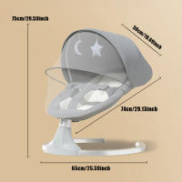 Hamaca Bebe Electrica 3 en 1, Mecedora Bebe con Arnés de 5 Puntos, 5 Amplitudes de Balanceo, con Bluetooth, Mando a Distancia, Columpio Bebe Balancin Ligero con Temporizador para Bebés de 15 kg, 0 a 18 Meses, Gris - details 8