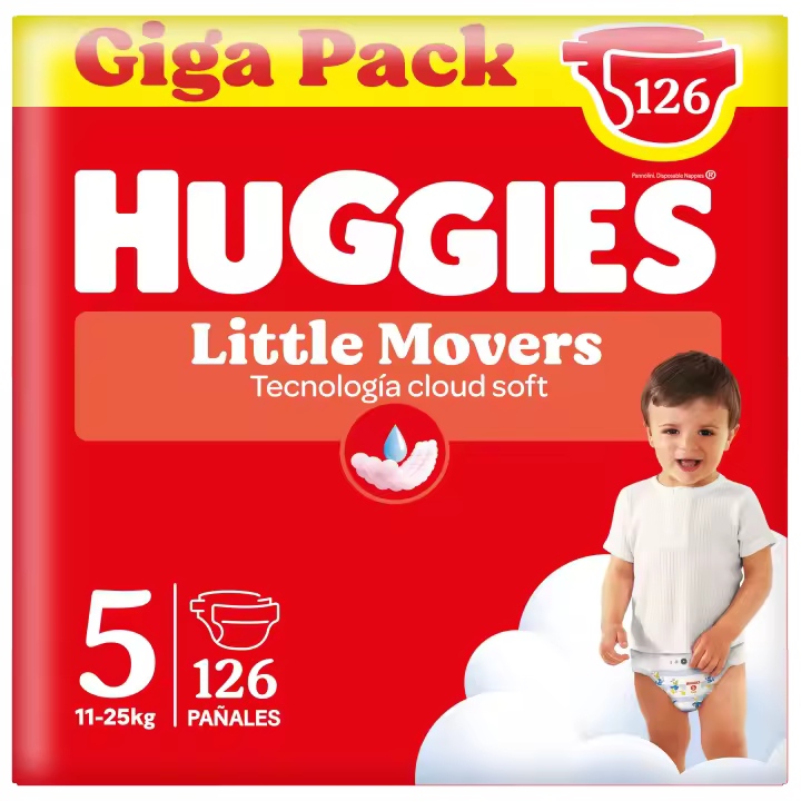 Huggies Little Movers - Ultra Comfort Pañales para Bebé, Tallas 3,4,5 y 6. Cintura Flexible, Elástica y Suave, Efecto Anti-Humedad, Mantiene al Bebé Seco hasta 12 horas, Comodidad para la piel 24/7, Diseños Disney. - 1