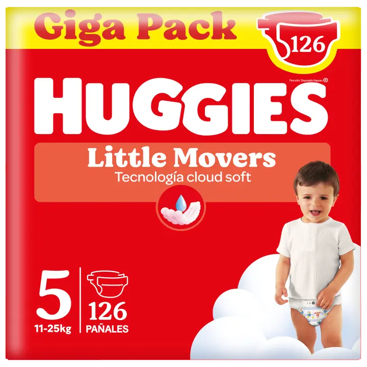 Huggies Little Movers - Ultra Comfort Pañales para Bebé, Tallas 3,4,5 y 6. Cintura Flexible, Elástica y Suave, Efecto Anti-Humedad, Mantiene al Bebé Seco hasta 12 horas, Comodidad para la piel 24/7, Diseños Disney. - 1