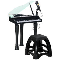 AIYAPLAY Piano Electrónico Infantil de 32 Teclas Juego de Piano con Micrófono Taburete Luces 22 Canciones 4 Sonidos Patas Desmontables y Volumen Ajustable 37x30,5x60,4 cm Negro - details 0