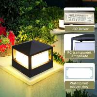 Lampe de Poteau Lampe Picier Portail Lampe D'extérieur Lumière columns Lampe Villa IP65 étenche Aluminum Jardin Paysage pelouse porte clture entrée lumièr, Blanc Chaud - details 3