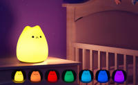 Lámpara Nocturna De Gato Lindo Para Niños 7 Colores Control Por Toque Ahorro De Energía LED Regalos Lindos Para Niñas Y Niños Luz De Dormitorio De Silicona - details 2