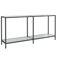 Vidaxl Mesa Consola Vidrio Templado 160x35x75,5 Cm Transparente Negro Mármol Blanco - details 3