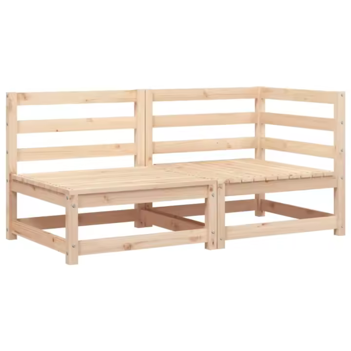 vidaXL Sofá de jardín de 2 plazas madera maciza de pino Pino natural, Pino blanco, Marrón pino Conjunto Terraza Muebles Jardín Exterior Juego de Muebles de jardín Mueble Jardín Exterior Muebles de Salon Exterior - 1