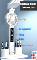 Lámpara De Escritorio LED Con Ventilador Y Reloj Digital USB Luz De Lectura Táctil Plegable De 3 Colores Luz Nocturna Para Ojos Cuidado - details 1