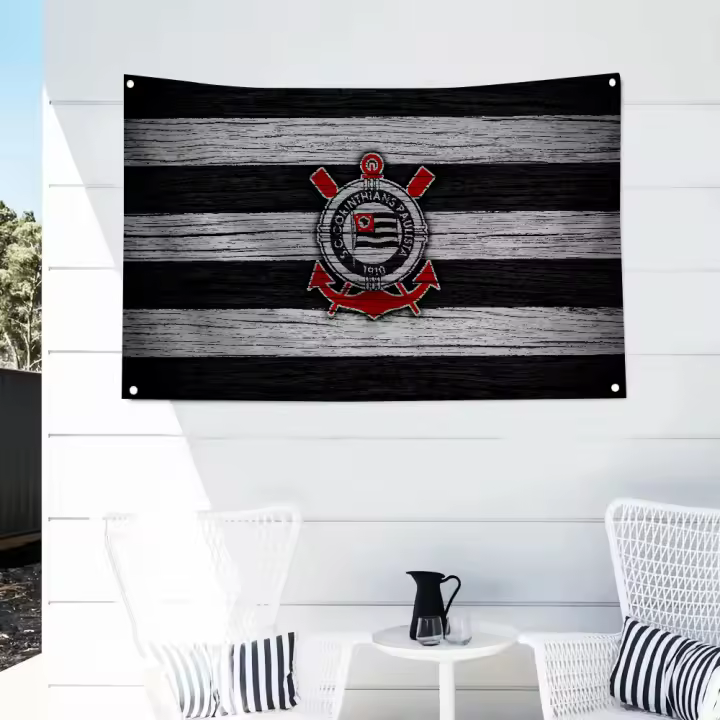 Bandera De Deporte Club Corinthians Paulista 1PC Poliéster Para Exterior Decoración De Habitación Estilo Colgante Sin Personalización - 1