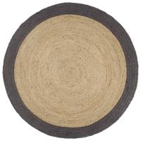 vidaXL Alfombra hecha a mano de yute con borde 210 cm en color Gris oscuro/Gris/Verde oliva - details 0