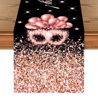 Corredor De Mesa En Forma De Rosas 35x180cm Negro Oro Para Cumpleaños Adulto Decoración Con Brillo Ideal Para Fiestas Internas Y Mujeres - details 1