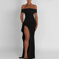 Vestido Largo De Fiesta Para Mujer Elegante Negro Sin Mangas Con Abertura En La Espalda Y En El Fronte Vestido A-Line Slim Fit Sexy Para Verano - details 5