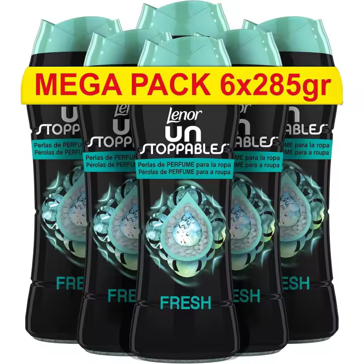 Pack De Lenor UNstoppables Perlas Suavizante de Perfume para la Ropa, 93 x 6 Lavados (6 x 285 g), Potenciador de Frescor para el Lavado, Fragancia Ariel, o Fragancia Dream - 1