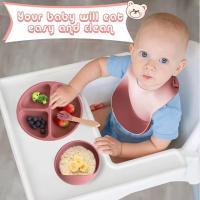 Kids cutlery set with suction cup includes knife, spoon, gown, cup and straw, BPA-free silicone, suitable for babies and toddlers aged 0-6 years - details 2