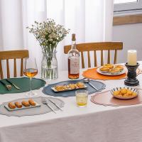 Juego De Tapetes De PU Para Mesa De Comedor Ecológico De Lujo En Colores Negro Rosa Verde Forma Irregular Inyahome - details 14
