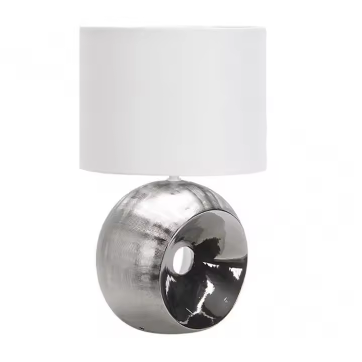 FABRILAMP 160071020 | Sobremesa Ceramica Ea 1xe27 Cromo Pantalla Blanca 52x30x30 Cm - 1