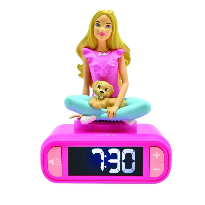 LEXIBOOK - Despertador digital 3D con luz de noche  y efectos sonoros - Barbie - 1