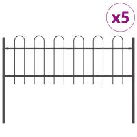 Valla de jardín vidaXL con parte superior en arco, gris, 8,5x0,6 m, de acero - details 1