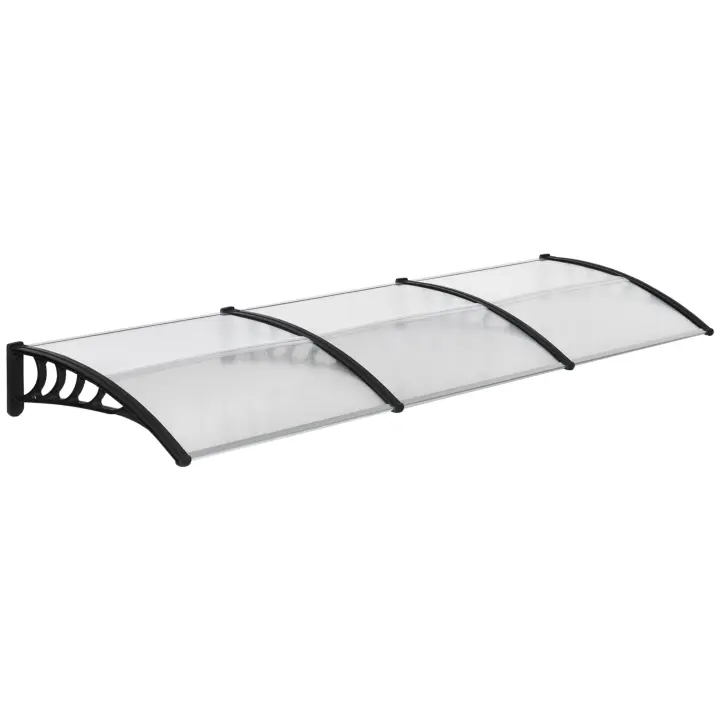 Outsunny Tejadillo de Protección 303x96 cm Marquesina Exterior para Puertas y Ventanas contra Sol y Lluvia con Soporte de Aleación de Aluminio PP Policarbonato - 1