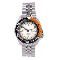 Reloj De Pulsera Hombre SKX Tandorio Diver Acero Inoxidable Movimiento NH36 3.8 Corona 120 Clicks Bisel Pantalla Blanca Luminiscencia Verde Correa De Acero Inoxidable Resistente Al Agua 20 Bar - details 3