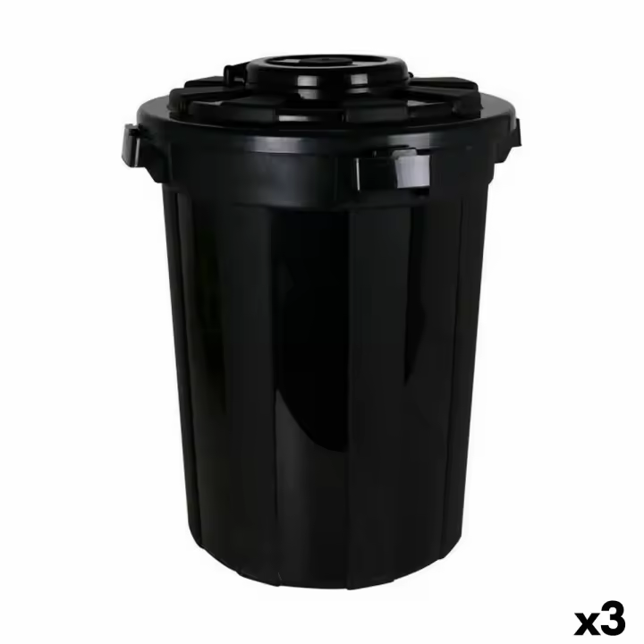 Cubo para la Basura Dem Hop Negro 70 L (3 Unidades) - 1