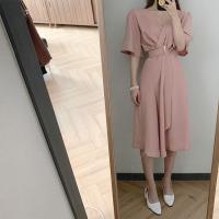 Vestido REALEFT Para Mujer Verano Otoño Manga Acolchada V-Neck Cinturón Frontal Cruzado Elegante Casual A-Line Midi Para Oficina - details 17