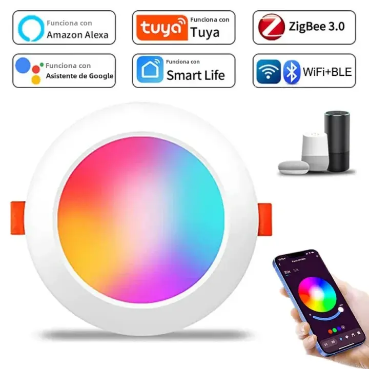 TUYA Smart Downlight LED Inteligente WiFi Bluetooth Zigbee AC 85-265V Spot De Techo Recargable Para Sala De Estar Y Dormitorio Control Remoto Por App - 1