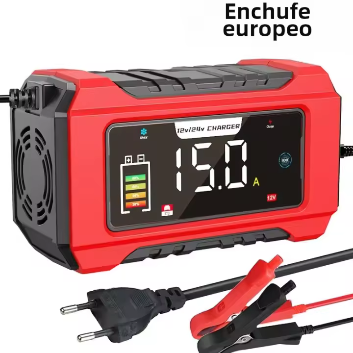 Cargador De Batería Para Coche Y Motocicleta NarzrIe 12V-24V Reparación De Baterías Automóviles MotoAGM GE LiFePo4 15A/8A Pulso - 1