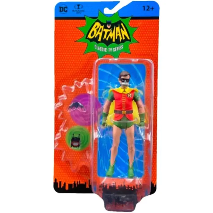 MCFARLANE TOYS - Figura de Acción Robin con Máscara de Oxígeno - Batman Classic TV Series - Mide 13cm - Articulable - Para Mayores de 12 años - 1