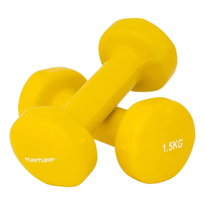 Tunturi Mancuernas - 2 x 1,5 kg - Vinilo Color Amarillo - 1
