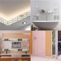 3D espejo etiqueta de la pared removible autoadhesivo acrílico azulejo calcomanías arte DIY decoración hogar Oficina pared pie línea papel pintado bordes línea (oro, 20) - details 2