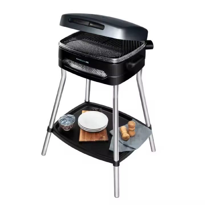 Cecotec 3061 PerfectCountry BBQ . Barbacoa Eléctrica Con Patas Tapa Abatible Revestimiento RockStone Bandeja Recogegrasas Temperatura Ajustable 2000 W. - 1