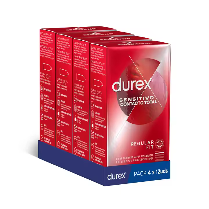 Durex - Condones para hombre Durex. Pack de 48 Preservativos para sexo seguro. Natural, Sensitivo Suave, Invisible, Contacto Total, Real Feel, Mutual Climax, Placer Prolongado, Dame Placer, Saboreame, Intense, Natural XL y Invisible Extra Lubricado - 1