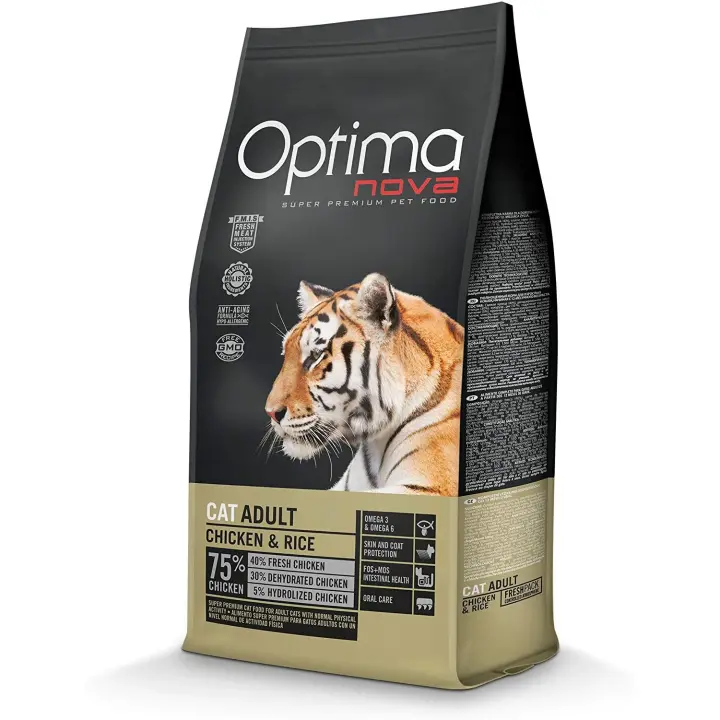 Pienso para Gatos Optima Nova Cat Adult Chiken Rice 8 Kg. - 1