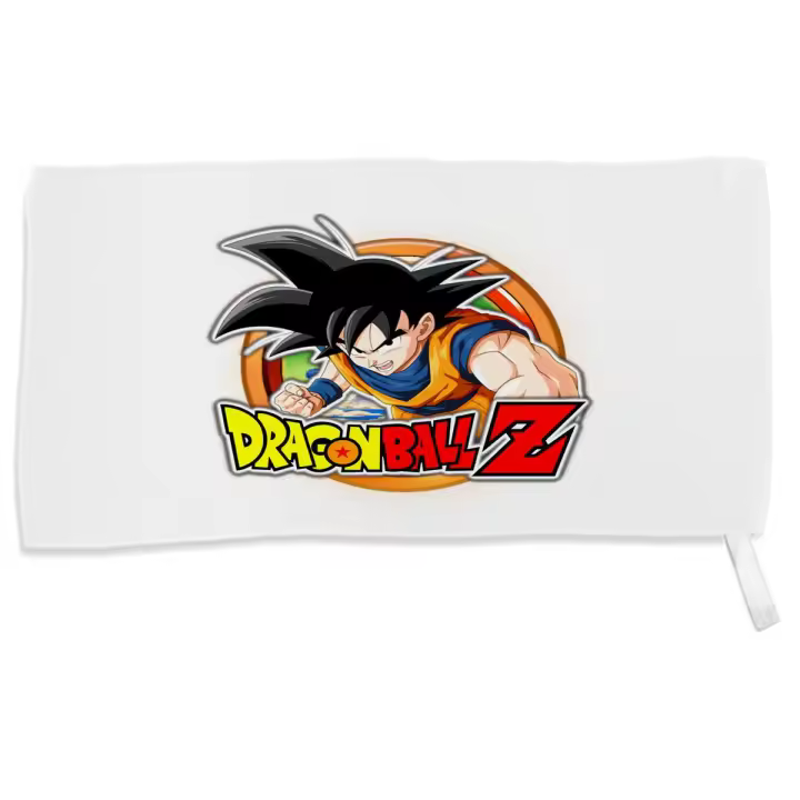 MERCHANDMANIA TOALLA PEQUEÑA ABSORBENTE logo personaje son goku gokuh guerrero z serie peleas suave personalizada con cinta elastica - 1