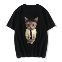 Camiseta Casual De Gato Divertido 3D Para Mujer Y Hombre Harajuku Verano Moda Camisetas Unisex Estilo Japonés Talla Regular - details 5