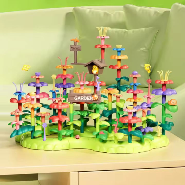 Juguetes Educativos Para Niñas DIY Construcción De Flores Juego Para Niños Pequeños Tablero De Puzle Creativo Regalo De Cumpleaños - 1