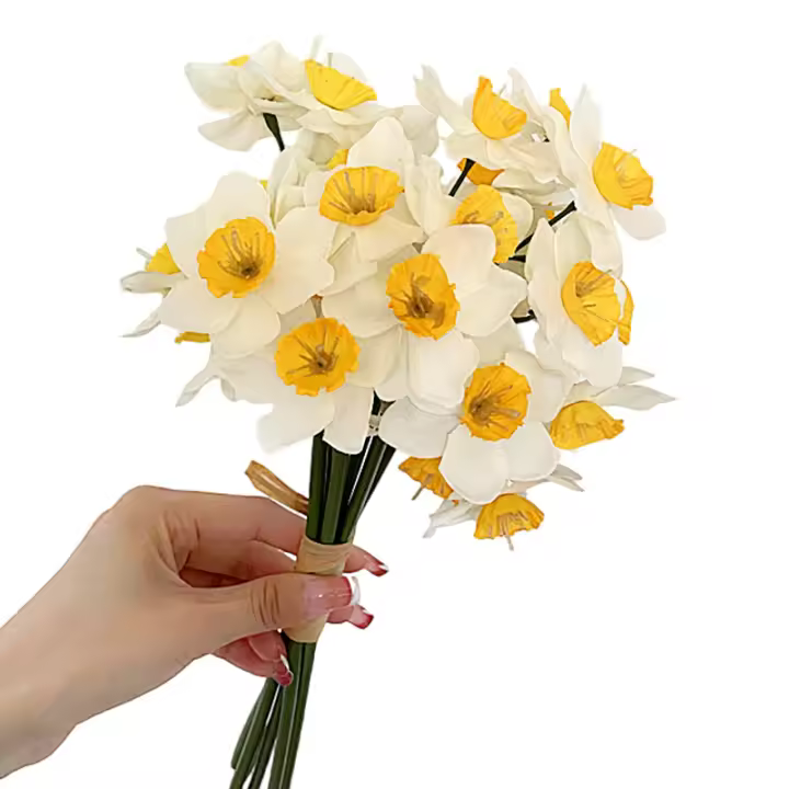 Arreglo De Flores Artificiales De Amarilis 6 Piezas Para Bodas Decoración De Hogar Y Fotografía De Eventos Internos - 1