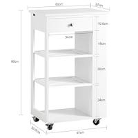 Carrito Auxiliar de Cocina con 3 Estantes 1 Cajón y 4 Ruedas Carrito de Servir Multiusos 50 x 37 x 86 cm Blanco ES - details 3
