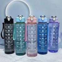 Botella Deportiva De 800ml/27oz Con Escala De Tiempo a Prueba De Fugas Para Viajes Y Fitness Plástico Resistente - details 12