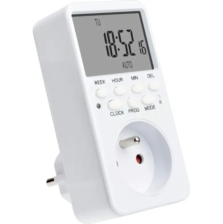 Enchufe digital programable, temporizador de enchufe eléctrico semanal con 20 programas, temporizador de enchufe 24h con pantalla LCD ahorro de energía para el hogar - 1