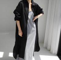 Vestido De Mujer REALEFT 2024 Algodón Lino Primavera Verano Con Bolsillo Cierre Simple Split Lateral Estilo Casual Longitud Media Pierna - details 5
