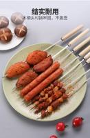 10pcs Brochetas De Barbecue De Acero Inoxidable 304 Con Mango De Madera Reutilizable Antideslizante Y Resistente Al Calor Brochetas Anchas Para BBQ - details 4