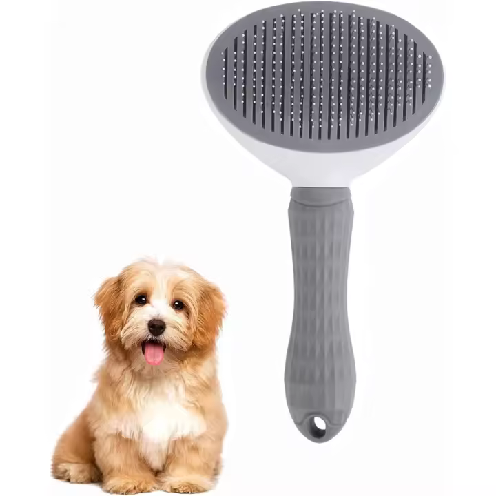 Pet Brush Dog Cat Brush, 1 Pieces Self-cleaning Grooming Brush, Professional Dog Detangling Comb and Long-haired Dog Brush, Effectively Removes Dead Hair and Lint - 1