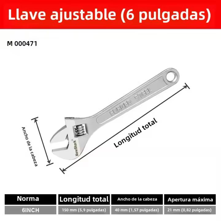 Llave Ajustable De Cr-mn-v Vanadio Larga Manija Universal Herramienta De Reparación Mecánica Para Trabajo En La Tienda - 1